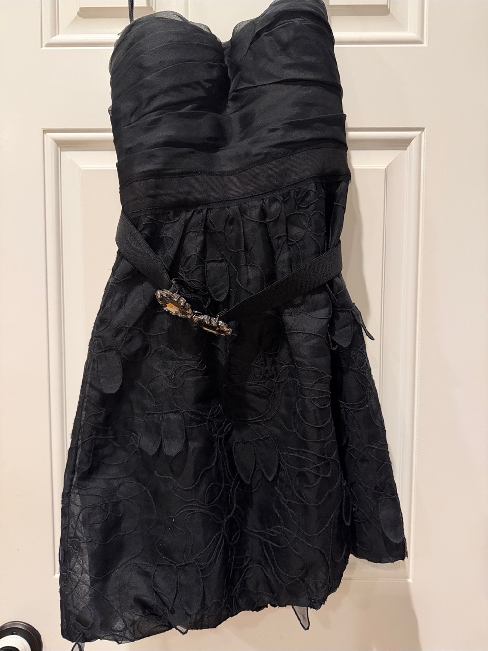 BCBG MaxAzria size 2 strapless dress with rhinestone belt in black